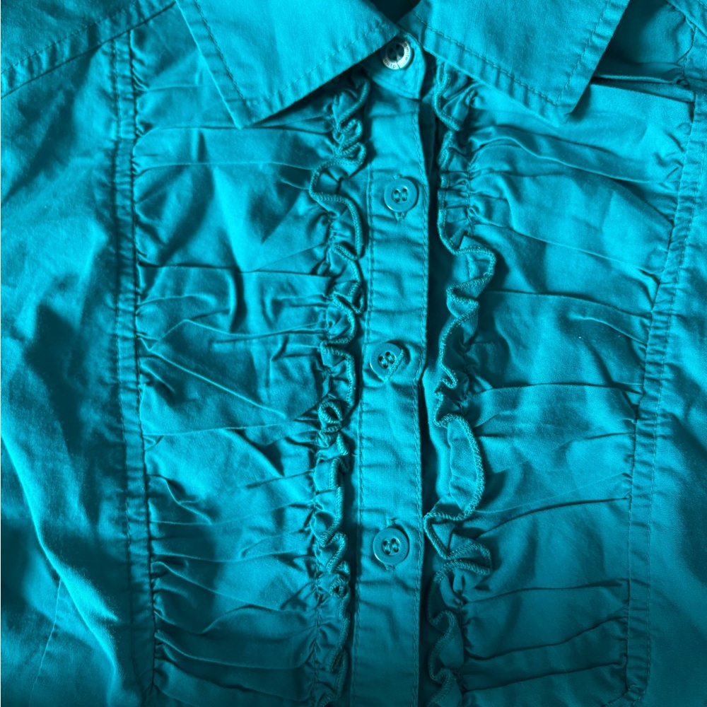 Teal Button Down Shirt - Picture 4 of 7